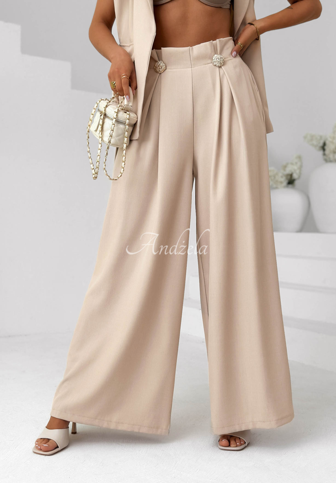 Elegantes Set aus Weste und Hose Own The Night Beige