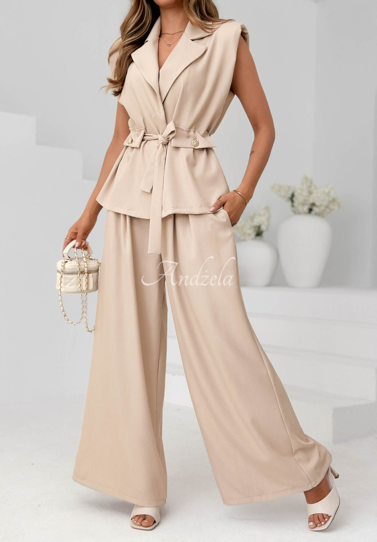 Elegantes Set aus Weste und Hose Own The Night Beige