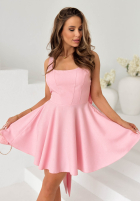 Kleid mini z kokardą Take The Style Ecru