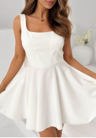 Kleid mini z kokardą Take The Style Ecru