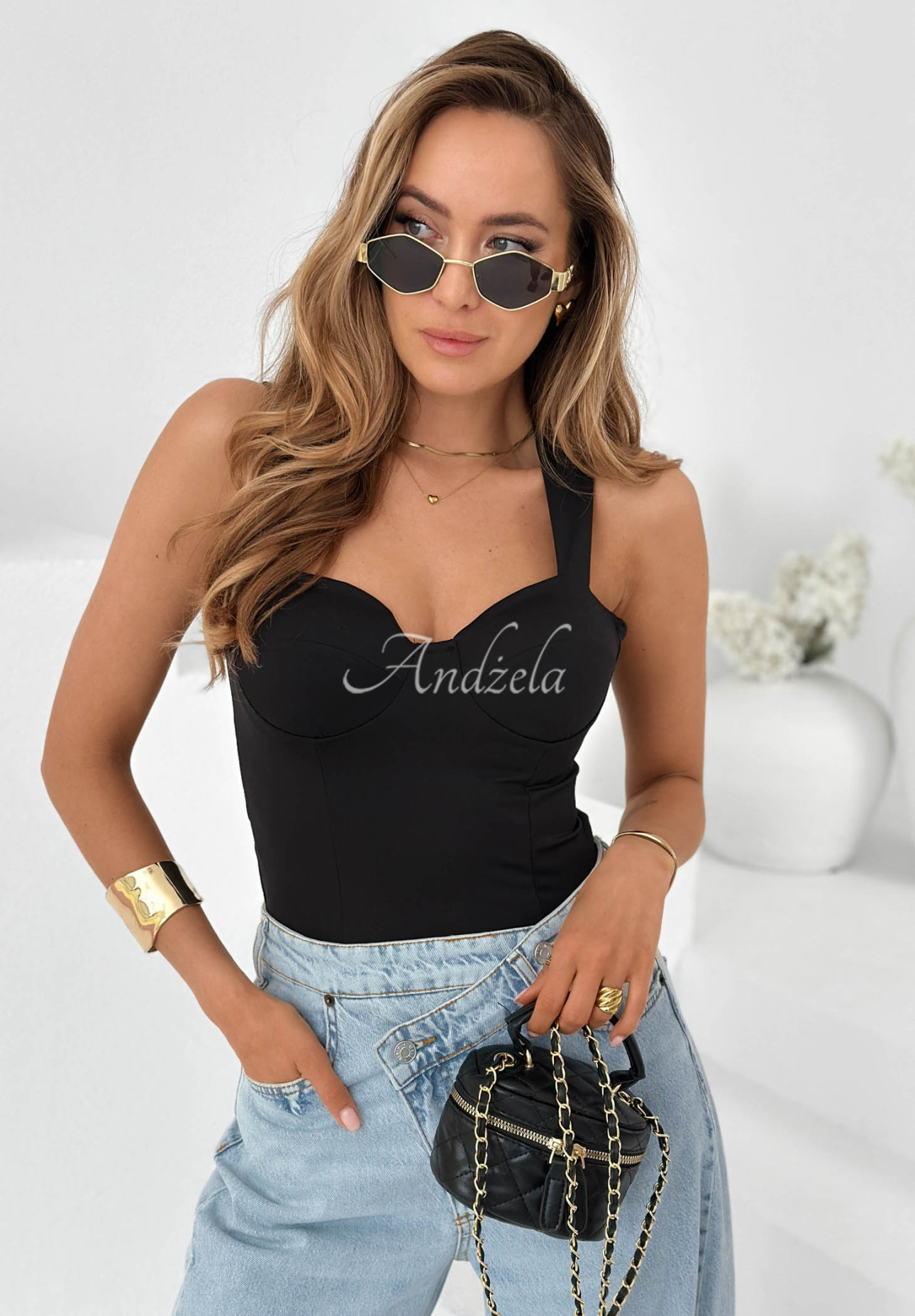 Top mit Choker Don’t Be Late Schwarz