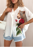 Hemd z nadrukami Wild Rose Weiß