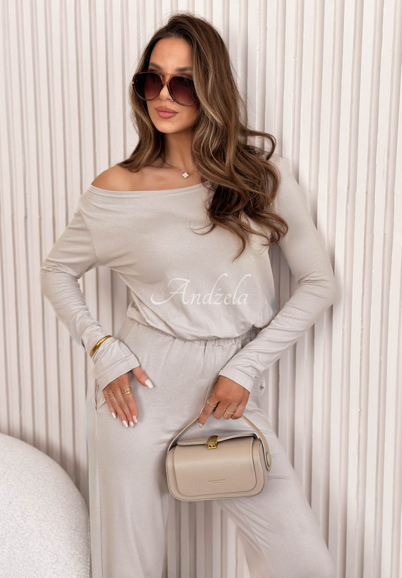 Langer Jumpsuit aus Viskose New Orlean Beige