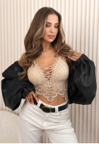 Krótki koronkowy top Lace Dream Weiß