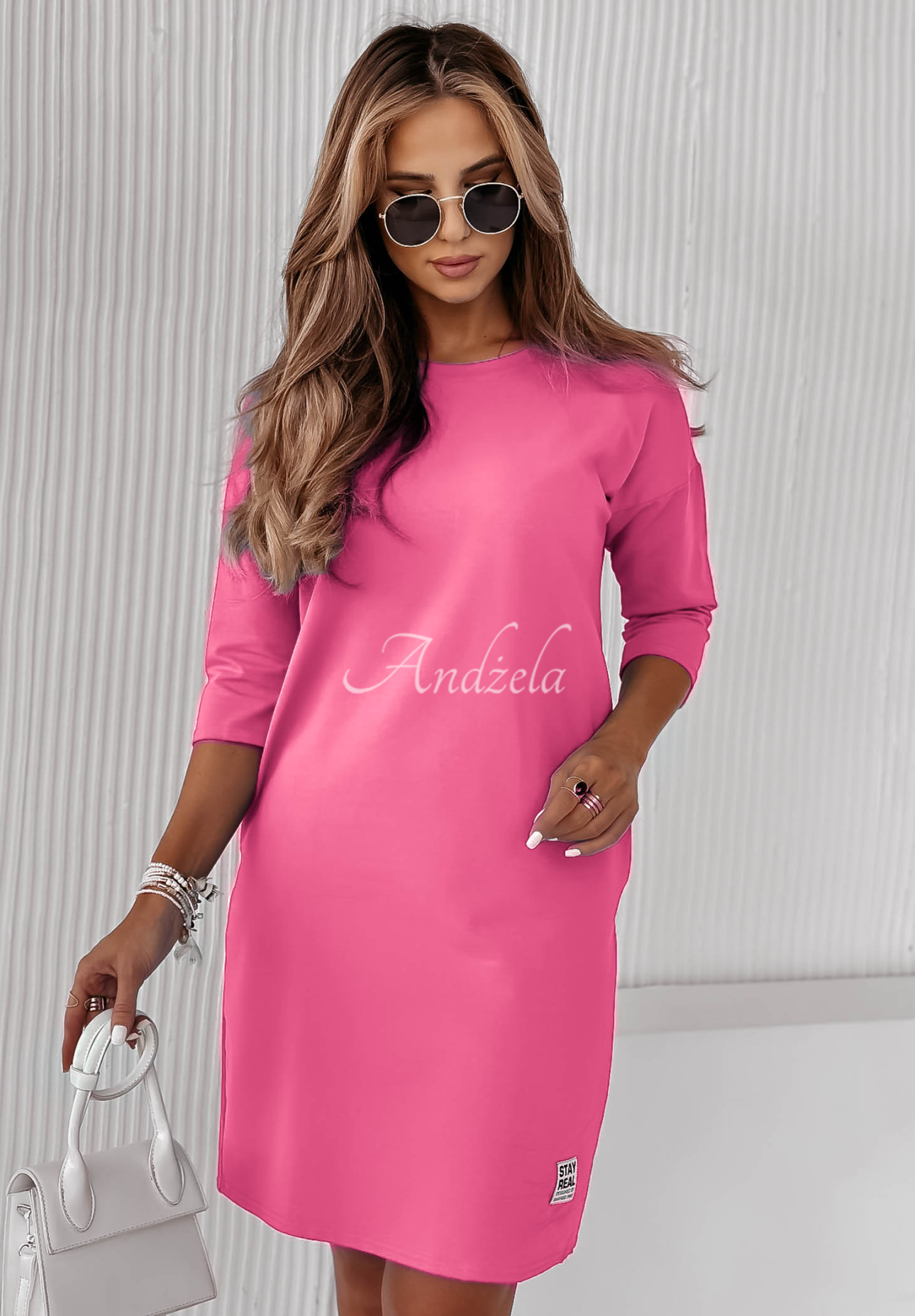 Tunikakleid mit Taschen Stay Real Fuchsia