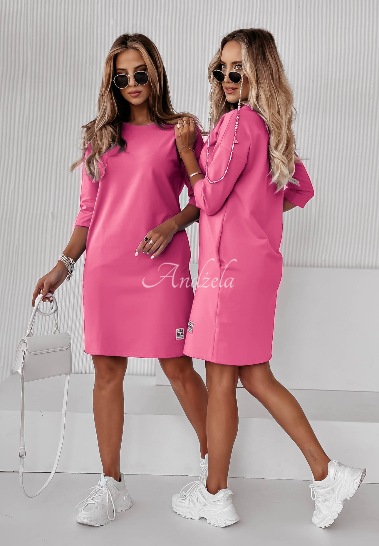 Tunikakleid mit Taschen Stay Real Fuchsia