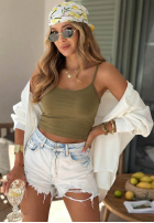 Krótki top na ramiączkach All For You Olivgrün