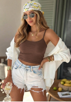 Krótki top na ramiączkach All For You Olivgrün