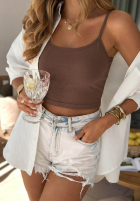 Krótki top na ramiączkach All For You Olivgrün