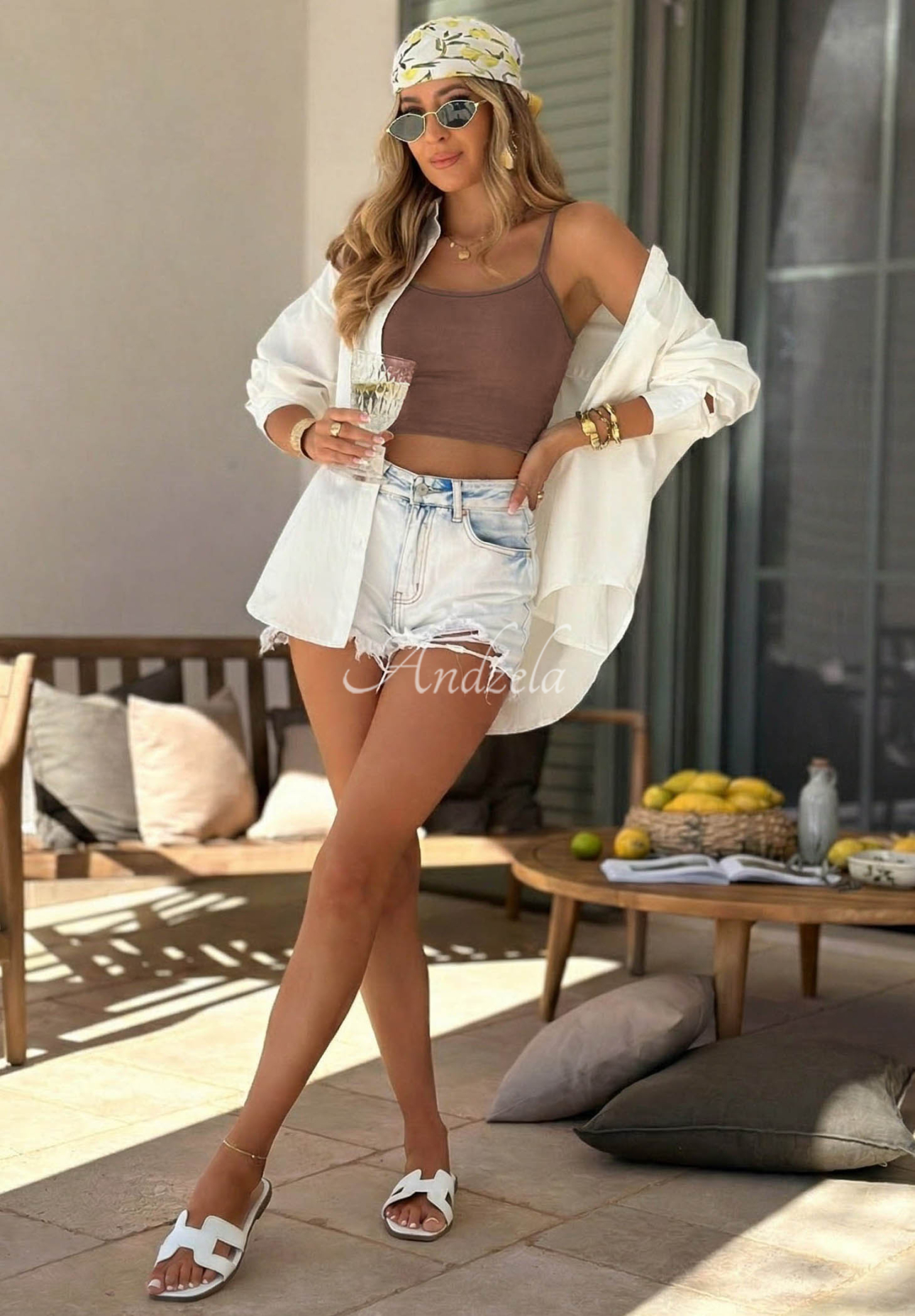 Kurzes Baumwoll-Trägertop Viva Oliva Schokoladenbraun