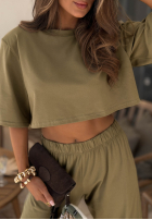 Bawełniany T-Shirt z poduszkami Silent Hour Schokoladenbraun