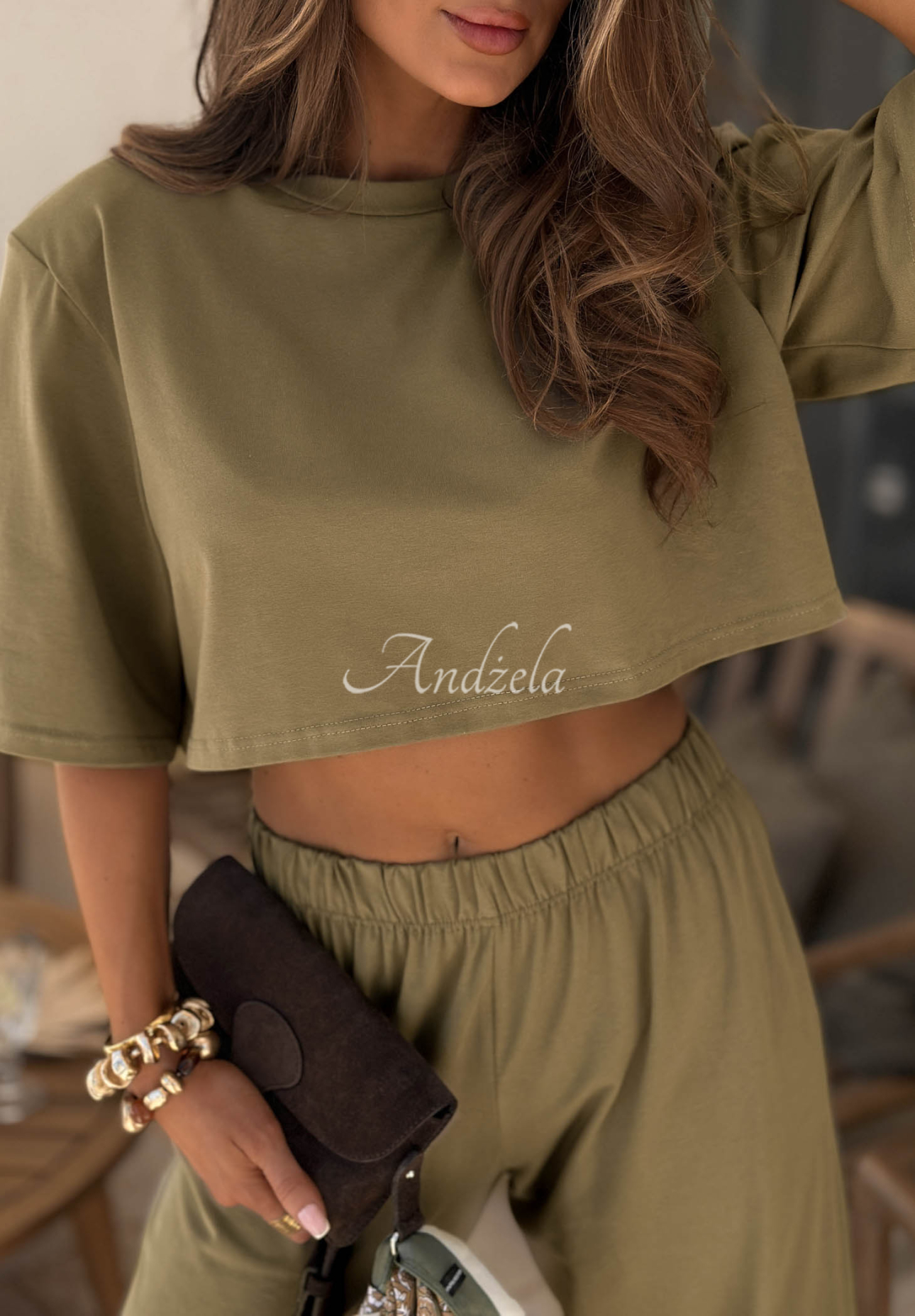 Baumwoll-T-Shirt mit Polstern Viva Oliva Olivgrün