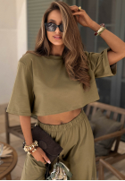 Bawełniany T-Shirt z poduszkami Silent Hour Schokoladenbraun