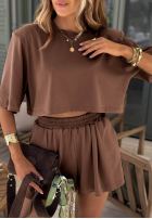 Bawełniany T-Shirt z poduszkami Silent Hour Schokoladenbraun