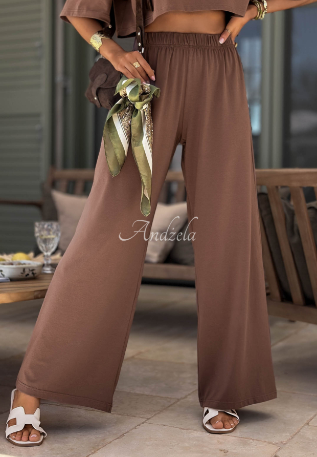 Jogginghose aus Baumwolle wide leg Viva Oliva Schokoladenbraun