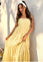 Kleid maxi z falbankami Morning Light Gelb
