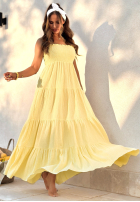 Kleid maxi z falbankami Morning Light Gelb