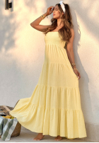 Kleid maxi z falbankami Morning Light Gelb