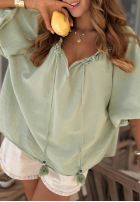 Bluse z bufkami i wiązaniem przy dekolcie Bellanova Weiß