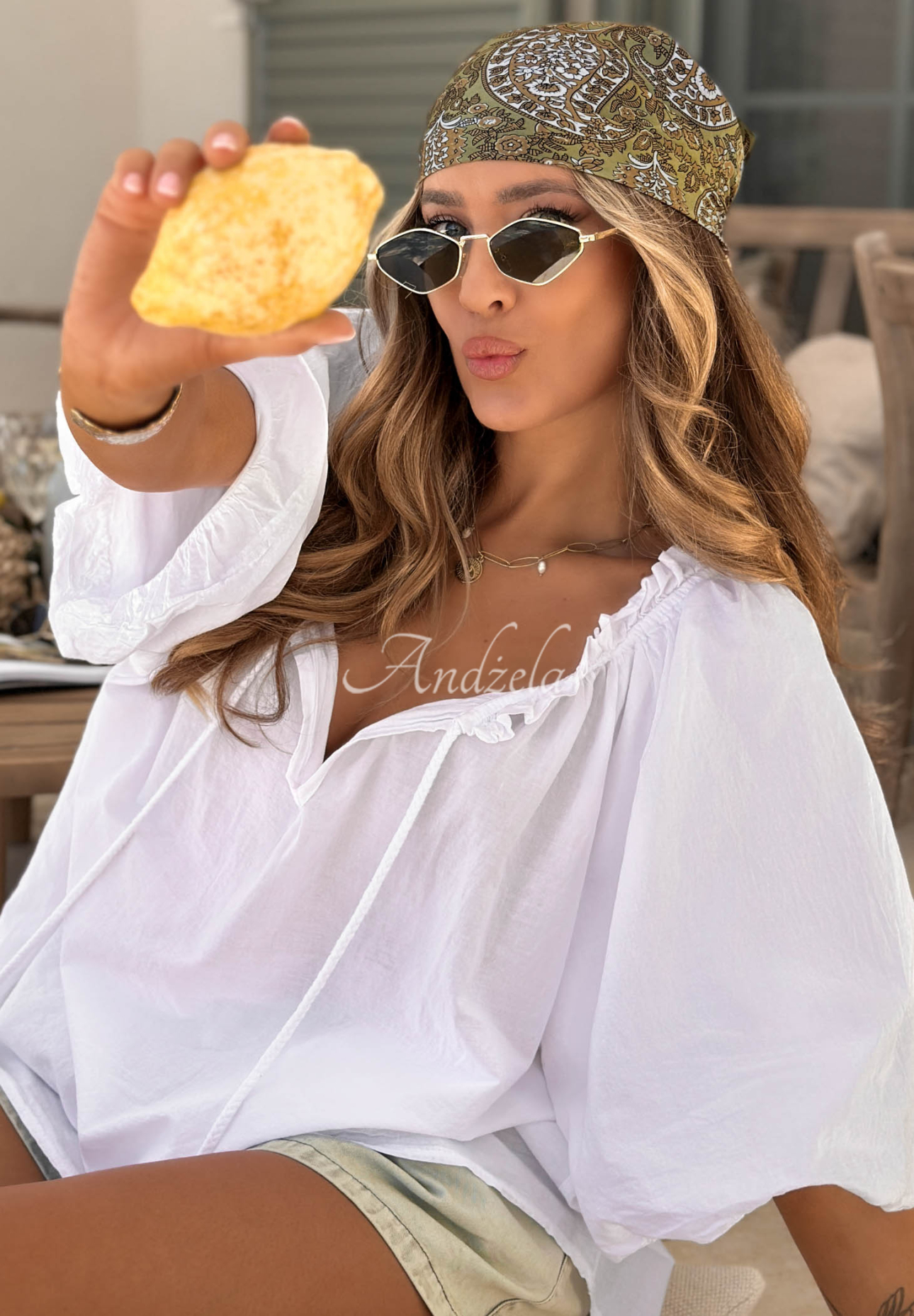 Gemustertes Tuch Print Story Khaki