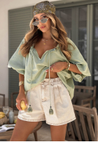 Jeans Shorts z gumką Taille Travel Vlogs Pistaziengrün