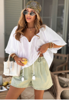 Jeans Shorts z gumką Taille Travel Vlogs Pistaziengrün