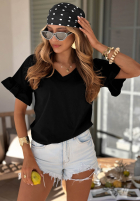 Bawełniany T-Shirt z falbankami Ask For More Puderrosa