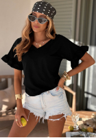 Bawełniany T-Shirt z falbankami Ask For More Puderrosa