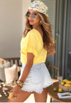 Bawełniany T-Shirt z falbankami Ask For More Puderrosa