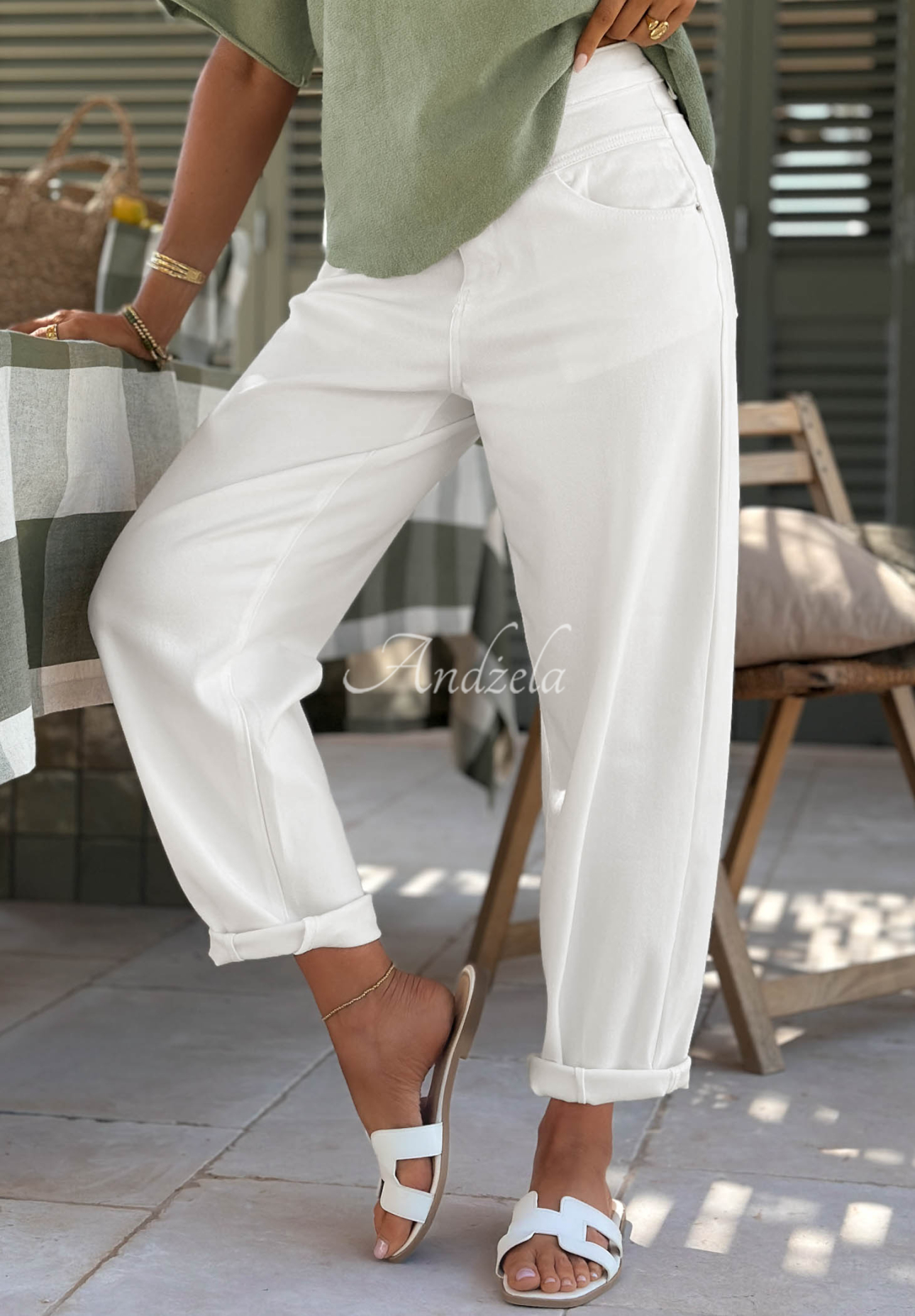 Mom-Jeans mit Gürtel Daily Choice Ecru