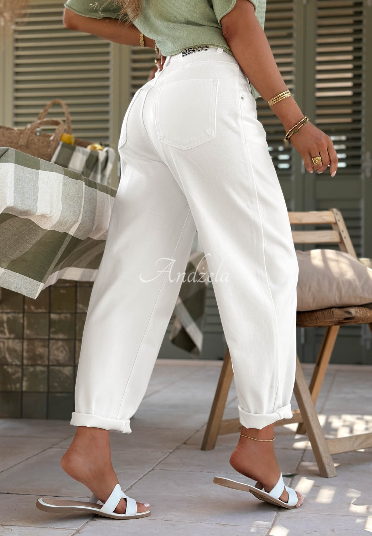 Mom-Jeans mit Gürtel Daily Choice Ecru