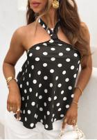 Satynowy top wiązany na szyi w Punkte Delphie Schwarz