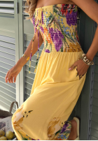 Długi Jumpsuit bez ramiączek w kwiaty Florette hellbeige