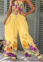 Długi Jumpsuit bez ramiączek w kwiaty Florette hellbeige