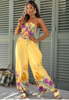 Długi Jumpsuit bez ramiączek w kwiaty Florette hellbeige