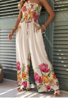 Długi Jumpsuit bez ramiączek w kwiaty Florette hellbeige