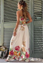 Długi Jumpsuit bez ramiączek w kwiaty Florette hellbeige