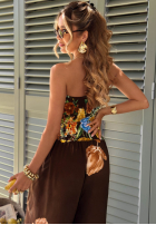 Długi Jumpsuit bez ramiączek w kwiaty Florette hellbeige