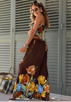 Długi Jumpsuit bez ramiączek w kwiaty Florette hellbeige