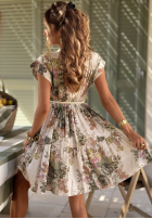 Kwiecista Kleid mini z paskiem Follow The Sun Beige-Grün