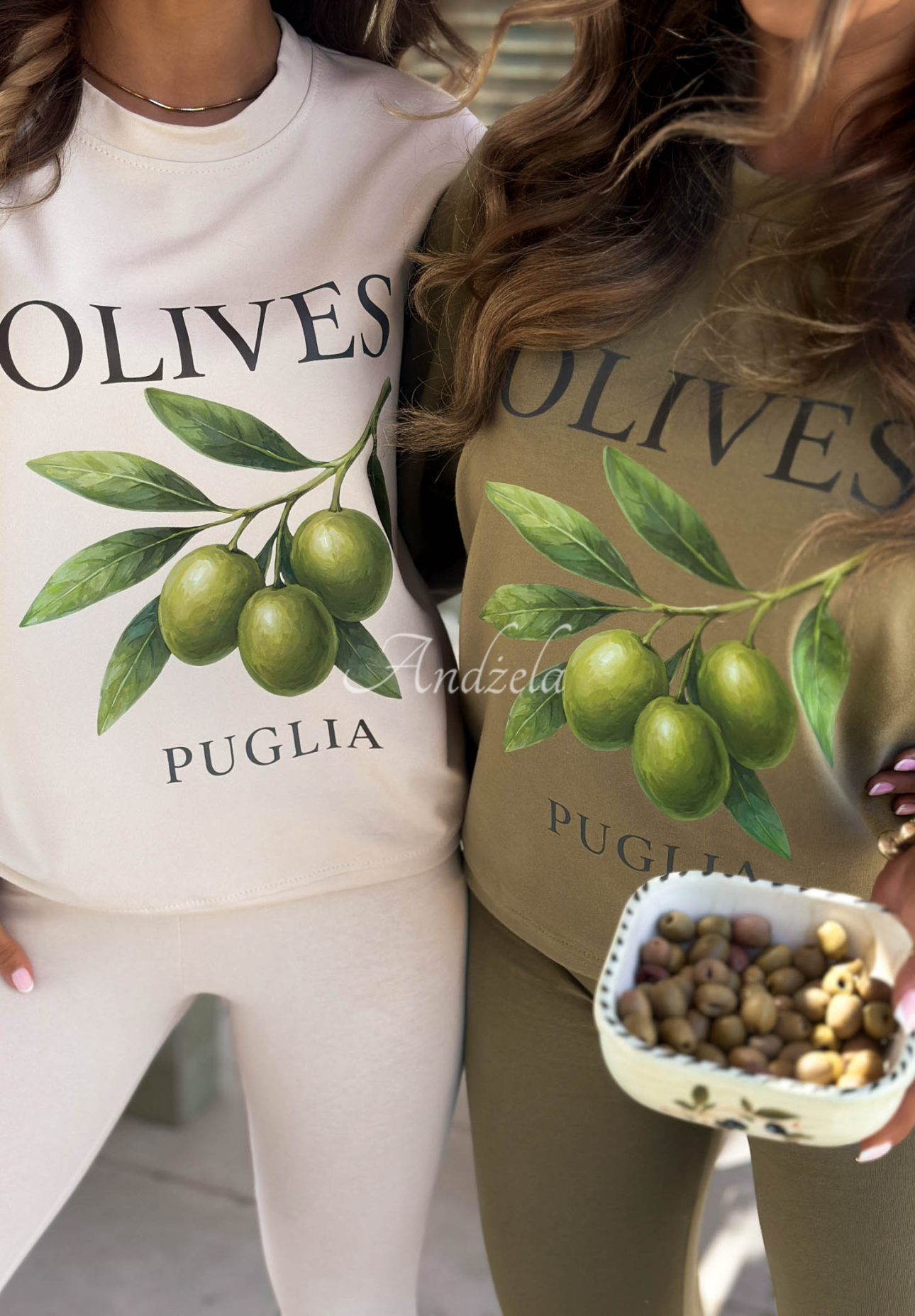 Set aus Baumwoll-Sweatshirt und Leggings Viva Oliva Beige
