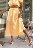 Set krótka Bluse i rozkloszowana Rock w kratkę Flamingo Sunset Rosa