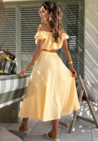 Set krótka Bluse i rozkloszowana Rock w kratkę Flamingo Sunset Rosa