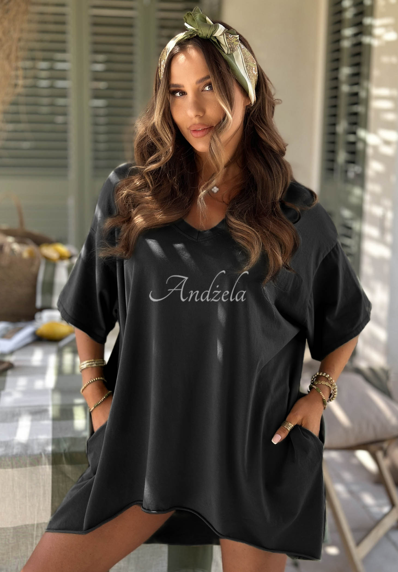 Asymmetrisches Oversize-T-Shirt aus Baumwolle Solaviva Schwarz