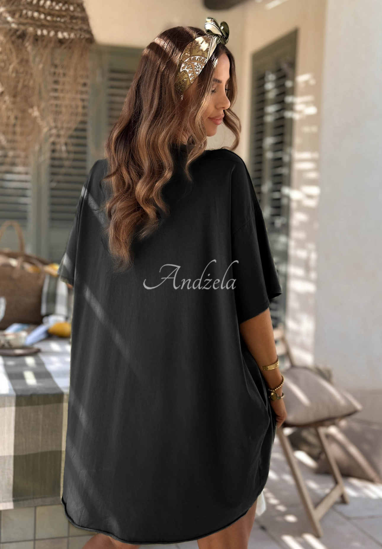 Asymmetrisches Oversize-T-Shirt aus Baumwolle Solaviva Schwarz