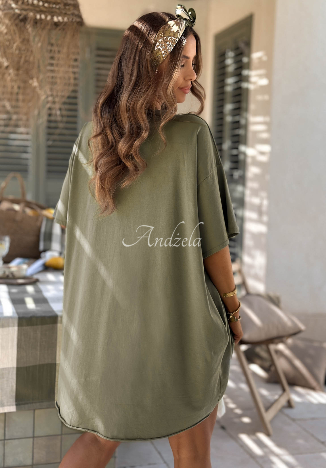 Asymmetrisches Oversize-T-Shirt aus Baumwolle Solaviva Khaki