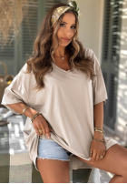 T-Shirt oversize z dekoltem Solaviva Rosa