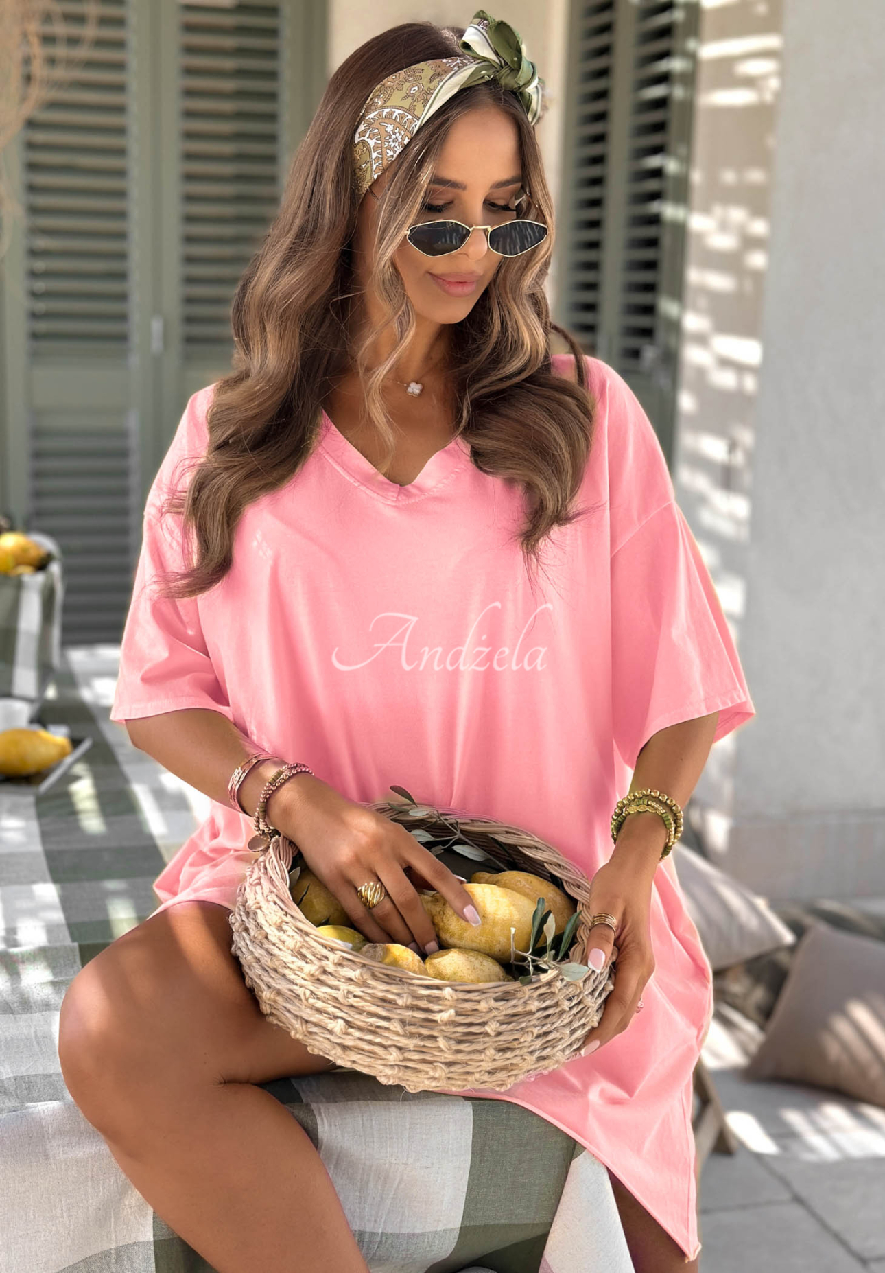 Asymmetrisches Oversize-T-Shirt aus Baumwolle Solaviva Rosa