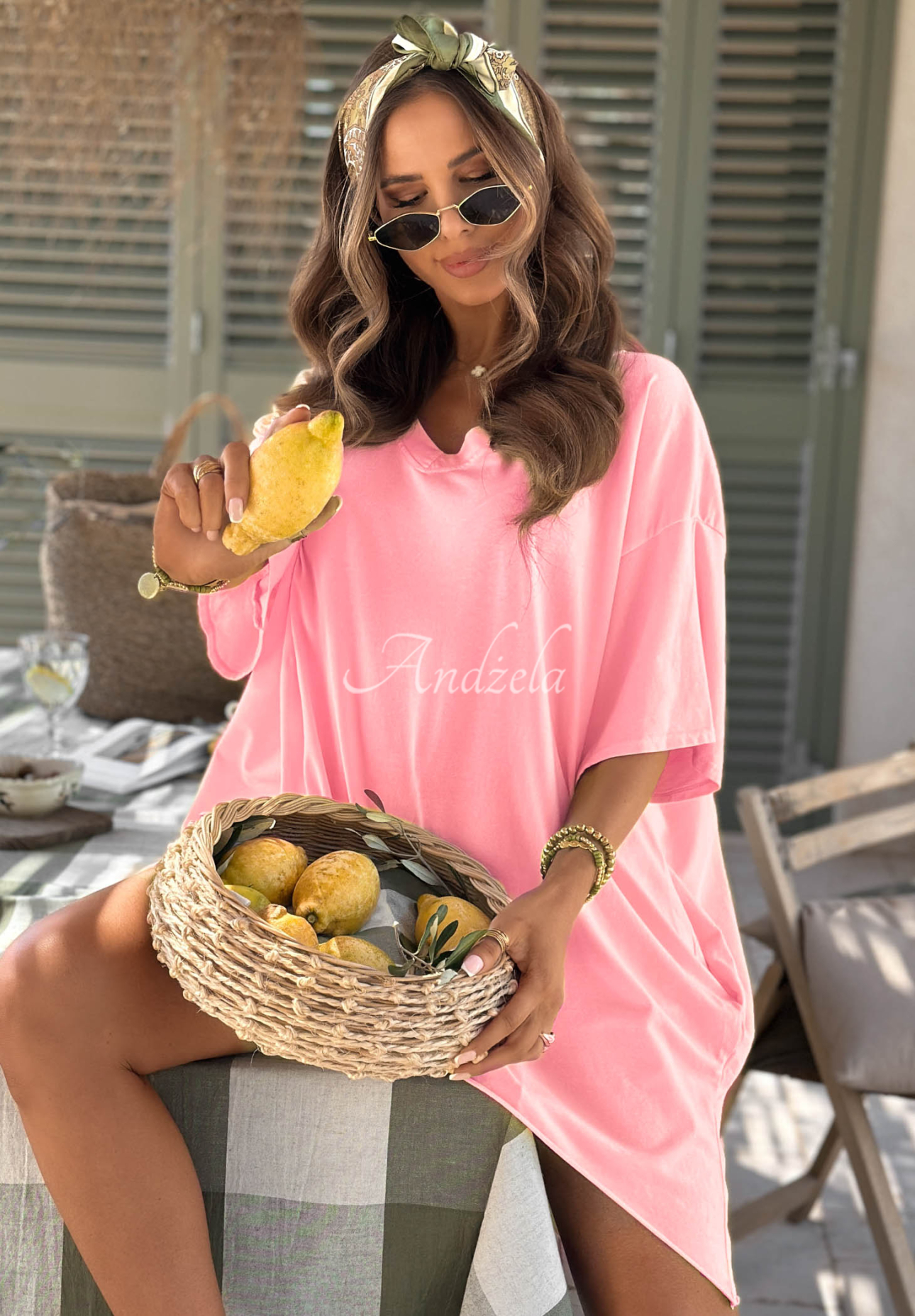 Asymmetrisches Oversize-T-Shirt aus Baumwolle Solaviva Rosa