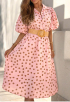 Kleid midi w Punkte z bufkami i paskiem Hello Bellissima Weiß